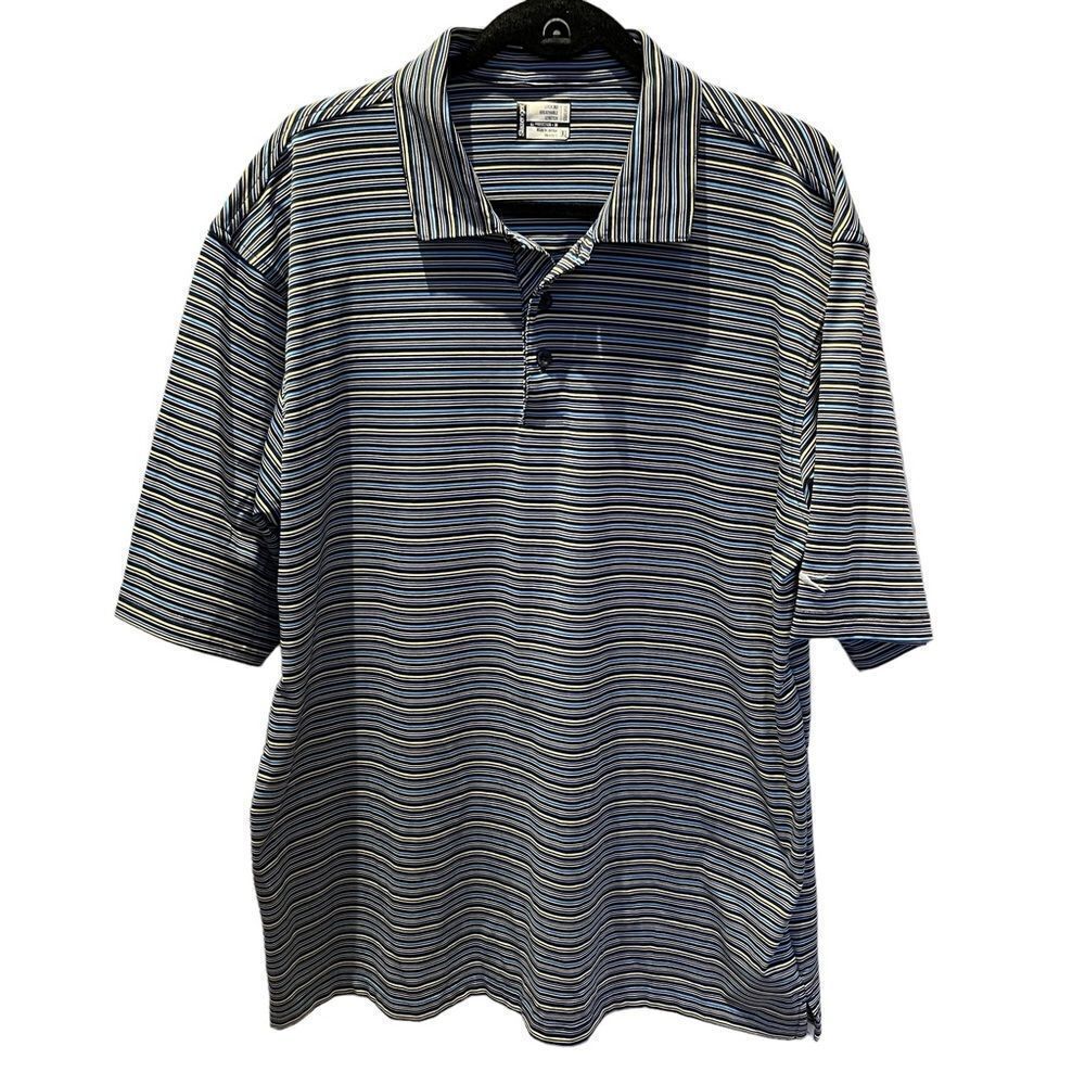 Slazenger Men's Polo Blue/Yellow Stripe Size XL
